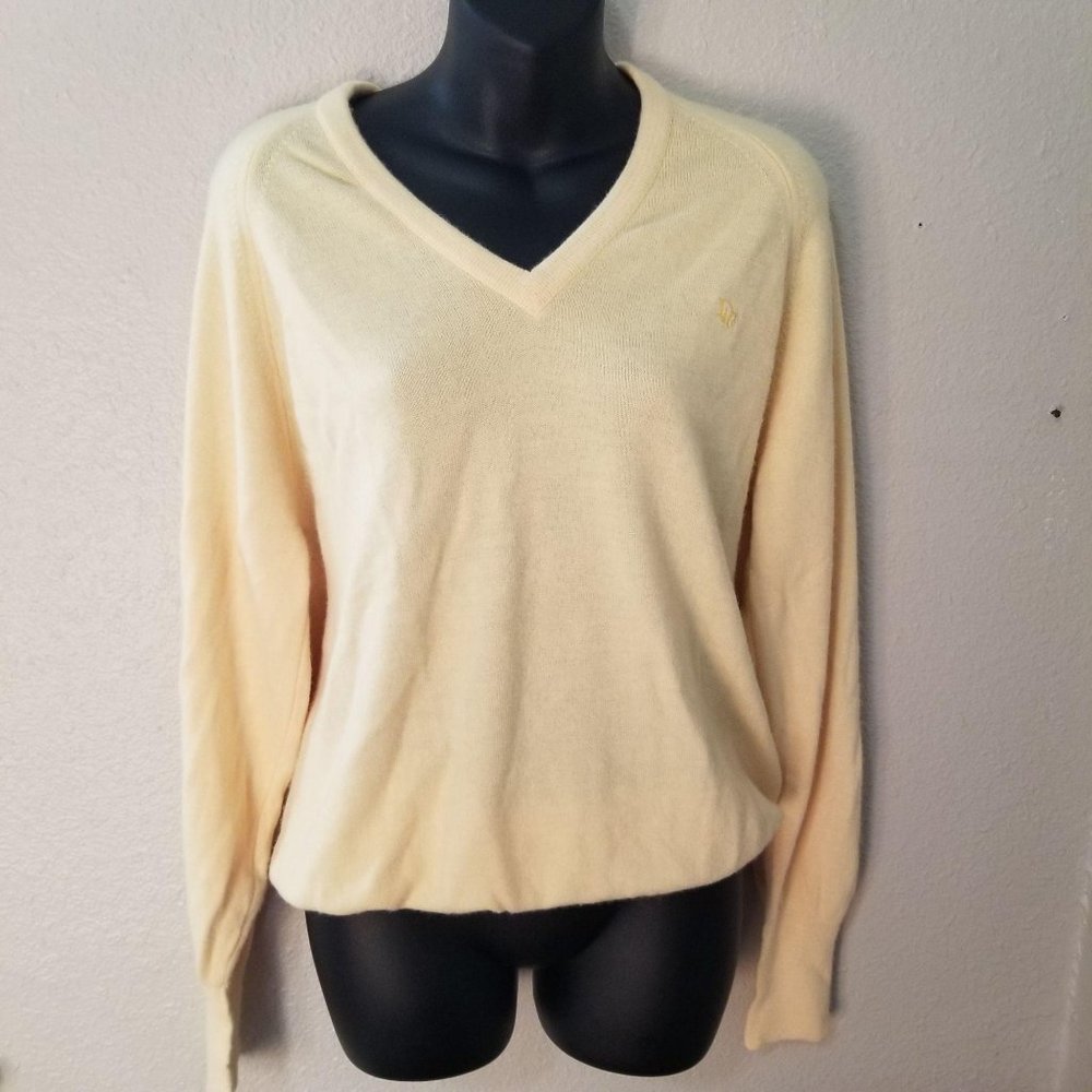 Christian Dior Yellow Sweater Medium V-Neck